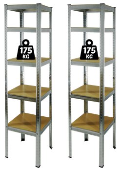 ZESTAW DWÓCH REGAŁÓW 5-POZIOMOWYCH 180 x 40 x 40 CM UDŹWIG PÓŁKI:175 KG*9405