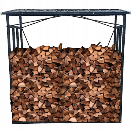 STOJAK METALOWY Z DASZKIEM NA DREWNO OPAŁOWE 185 cm x 70 cm x 185 cm *6332