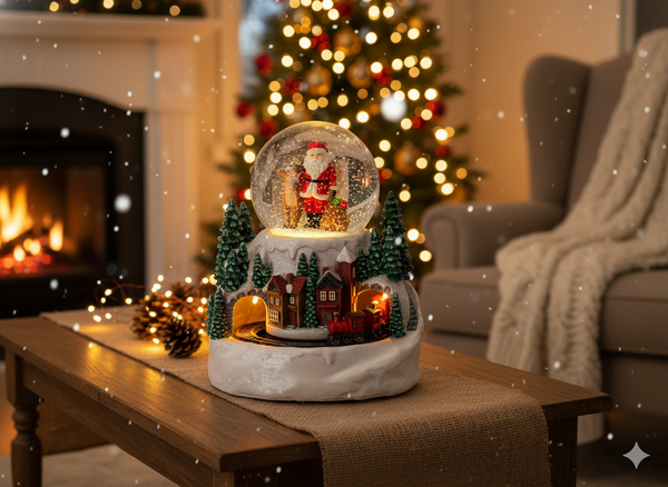 CHRISTMAS MUSIC BOX LED WINTER TOWN WITH SNOW GLOBE