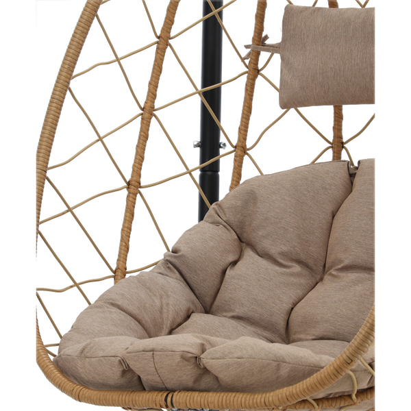 FOTEL WISZĄCY SKŁADANY BEŻOWY, PODUSZKA - BEŻOWA, RAMA - CZARNA *9100