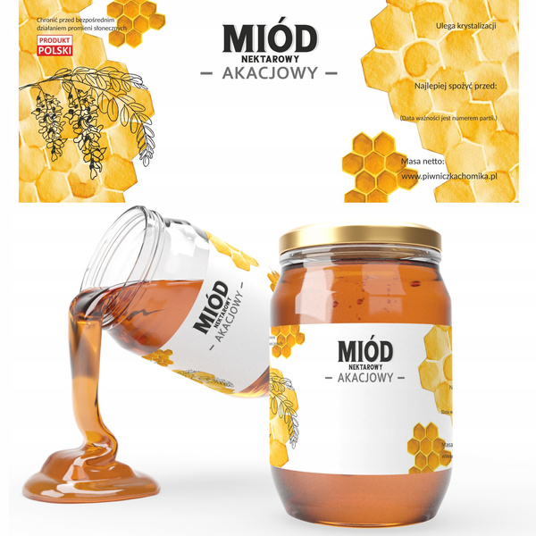 SET OF 100 LABELS HONEY NECTAR ACACIA 154 x 60 MM