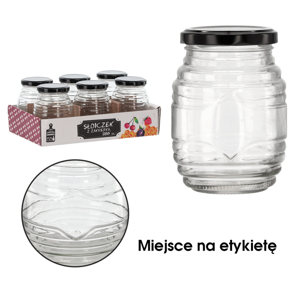 JAR WITH LID 380 ML STRIPES DISPLAY
