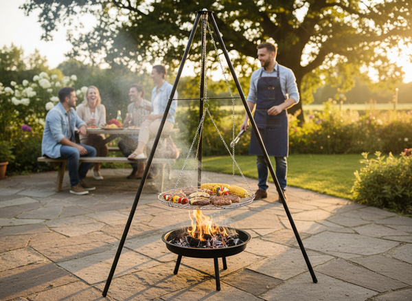 GRILL WISZĄCY REGULOWANY NA TRÓJNOGU 95 x 95 x 147 CM 