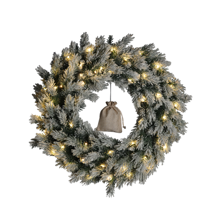 PINE CHRISTMAS WREATH 60 CM SNOWED WITH LED