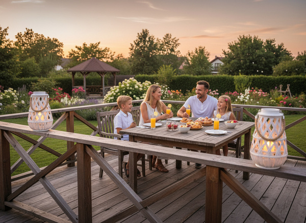 LAMPION 24 x 55 CM Z WKŁADEM SZKLANYM - BIAŁY