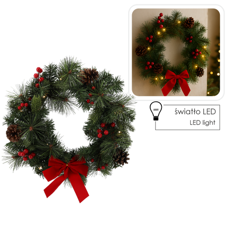 Colier festiv 15 LED 40 CM ROȘU *0271