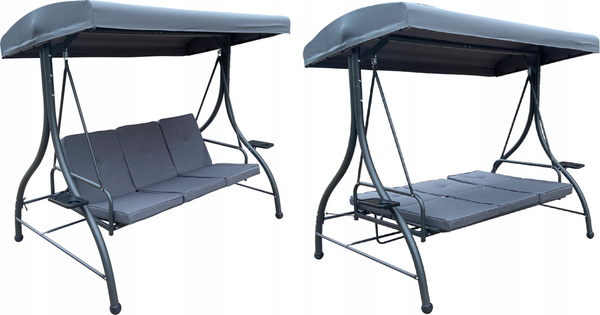 ZÁHRADNÁ HOUPAČKA 194 x 120 x 174 CM ANTRACITOVÁ S PREMIOVOU LEHÁTKOVOU FUNKCIOU *3156