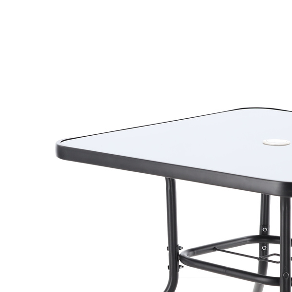 SET DE MOBILIER DE GRĂDINĂ - 4 SCAUNE + MASĂ PATRATĂ - NEAGRĂ *3521