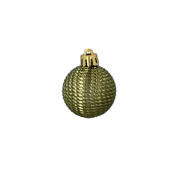 SET OF 16 BAUBLES 4 CM OLIVE/COPPER/GRAPHITE MIX DESIGNS TUBE