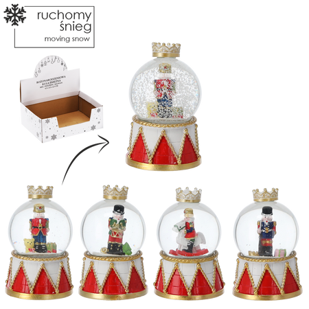 CHRISTMAS SNOW GLOBE - NUTCRACKER 5.5 x 5 x 9 CM MIX OF DESIGNS disp=12pcs *5683