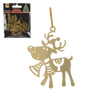 SET OF 3 CHRISTMAS TREE DECORATIONS - GOLD REINDEER 5,5 x 8 CM