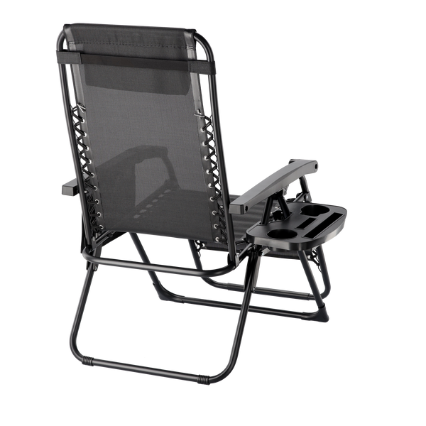 FOLDING GARDEN SUN LOUNGER WITH BASE, POCKET AND HEADREST BLACK 65 X 176 X 110 CM