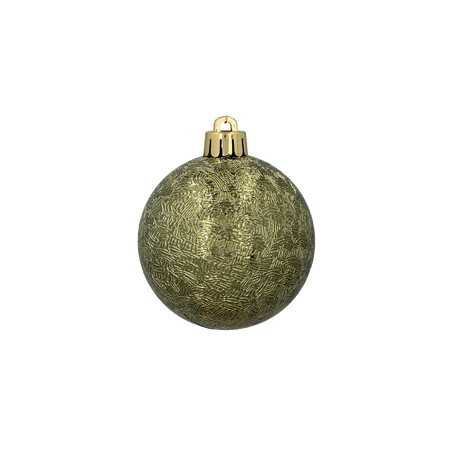 SET OF 6 BAUBLES 6 CM OLIVE/COPPER/GRAPHITE MIX DESIGNS