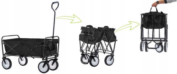 WÓZEK OGRODOWY CZARNY SKŁADANY 116x54x90cm 