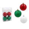 SET OF 6 BAUBLES 8 CM RED/GREEN/WHITE