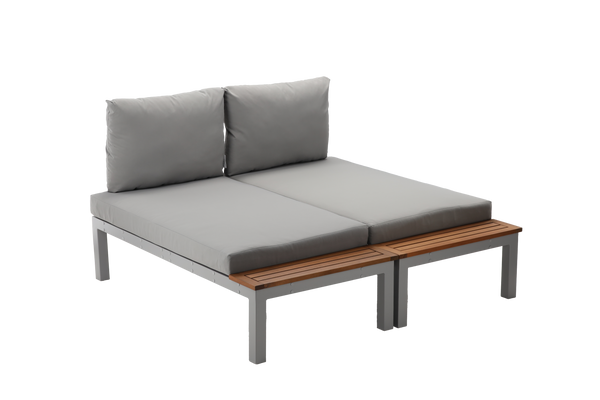 SADA MODULÁRNÍCH HLINÍKOVÝCH NÁBYTKŮ "BOHITO" - STOLÍK /WIM9865/ + 2 SOFAS /WIM9858 x2/