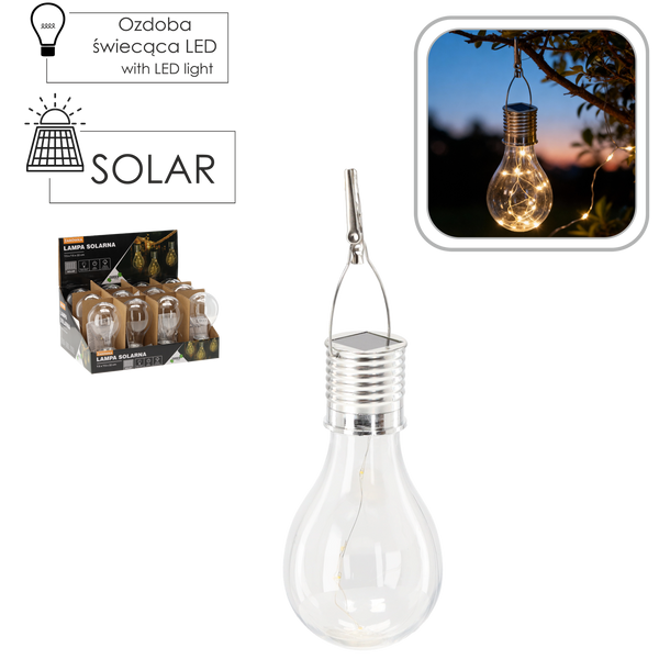 SOLÁRNA LAMPA ŽIAROVKA 7,5 x 7,5 x 22 CM disp.12ks *0050