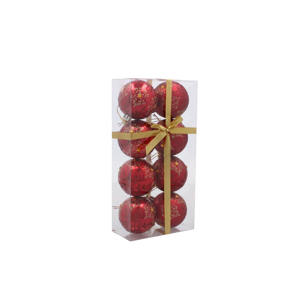 Set de 8 globuri roșii pentru brad, 6 cm, mix de modele *5768