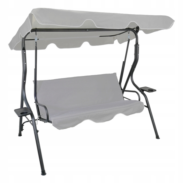 ZÁHRADNÁ HOJDAČKA 170 x 110 x 153 cm ŠEDÁ BEZ POD. S PODSTAVCAMI NA HRNČEK *5422