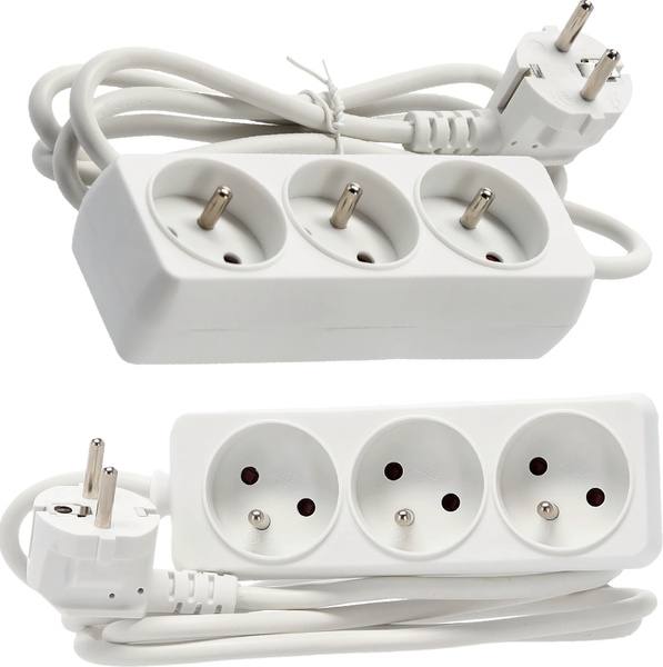 EXTENSION CORD POWER STRIP 3 SOCKETS 1.5M WHITE