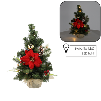 CHOINKA BOŻONARODZENIOWA 10 LED 40 CM CZERWONO-ZŁOTA *0738