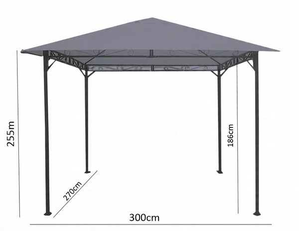 ALTAN PAVILION DE GRĂDINĂ GRI 3 X 3M 3 x 3 x H2.55m *5736