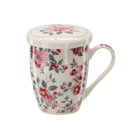 PORCELAIN MUG WITH INFUSER AND LID 340 ML ASSORTED FLORAL PATTERNS 