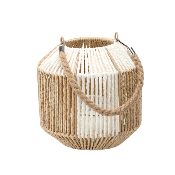 LANTERN H-20 CM WITH GLASS INSERT - CHECKERED