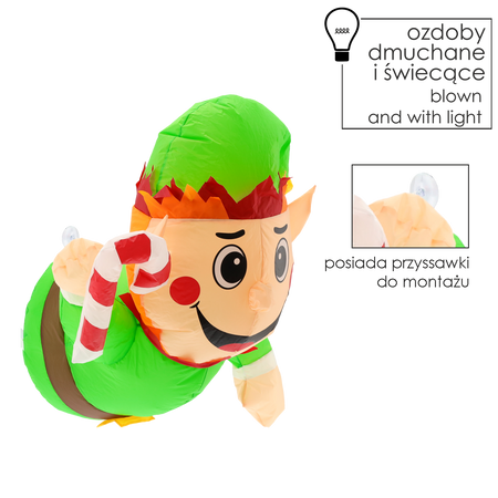 INFLATABLE ELF FOR WINDOW LED 90 CM
