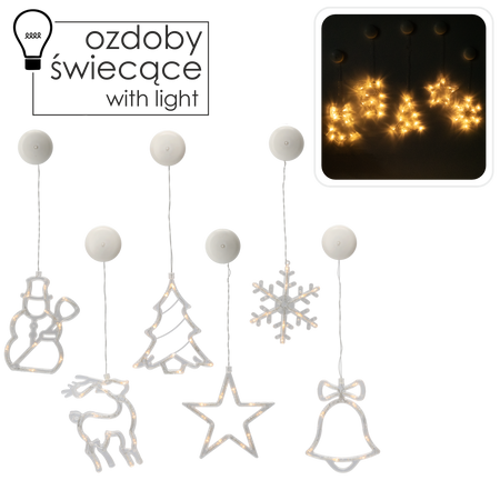 CHRISTMAS WINDOW DECORATION LED 10L MIX 6 DESIGNS