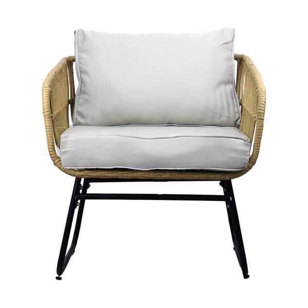 GARDEN FURNITURE SET (SOFA, 2 CHAIRS, 2 TABLES) - BROWN, CUSHIONS - GREY