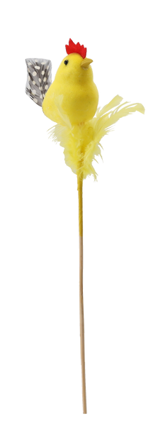 OZDOBA WIELKANOCNA NA PIKU - KURKA NA PIÓRKACH 6 x 23 CM MIX 4 KOLORÓW opak=12szt *9519