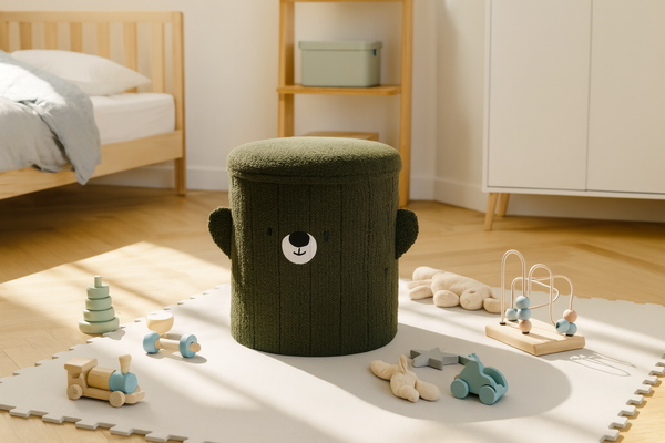 SKŁADANA PUFA ZE SCHOWKIEM 28 x 28 x 34 CM ZIELONA *4267