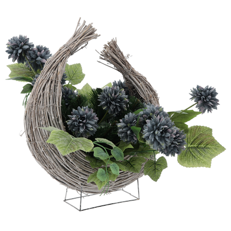 VĚNEC CH-27 (ŠÍŘ. 55 CM, VÝS. 51 CM) POLOKULATÝ KOŠ CHRYSANTÉM MIX BARVA