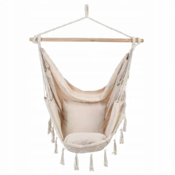 HAMAC - HOUPAČKA - BRAZILSKÉ VISELÉ KŘESLO BOHO 130 x 100 CM BEŽOVÉ *3316