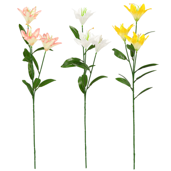 ARTIFICIAL BRANCH - LILY WITH THREE FLOWERS 64 CM ASSORTED COLOURS