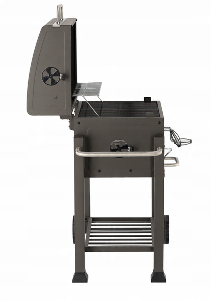 LARGE CHARCOAL GARDEN GRILL WITH LID, CAST IRON GRATE AND CASTORS 114,5 x 60 x 108 CM