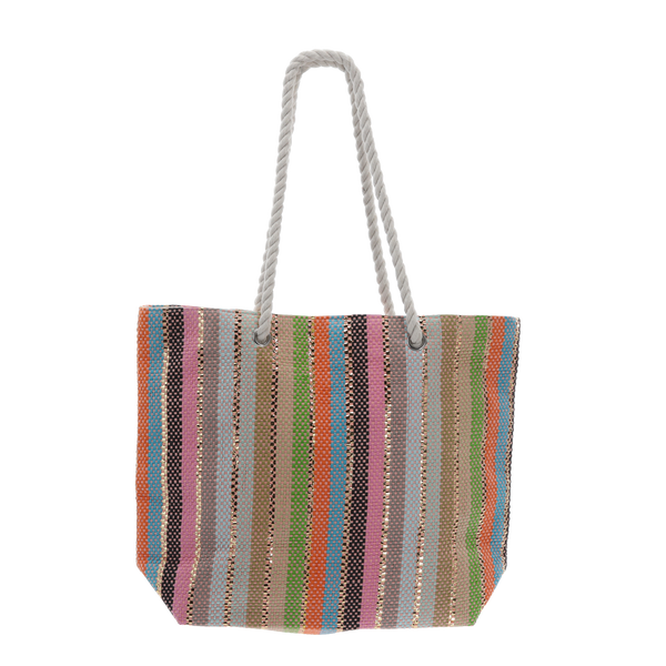 TORBA PLAŻOWA 48 x 36 CM WIELOKOLOROWE PASKI MIX KOLORÓW *4687