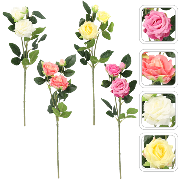 RAMURA ARTIFICIALĂ - ROSE CU TREI FLORI 38 CM AMESTEC DE CULORI ambalaj=48buc *3963