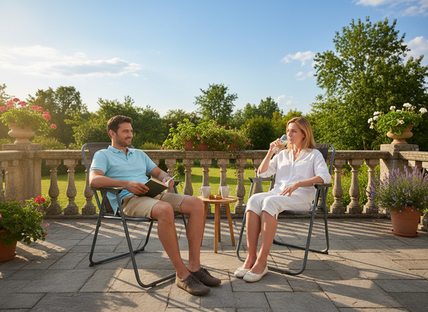 KRZESŁO OGRODOWE SKŁADANE SZARE 53x59x76cm