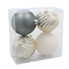SET OF 4 ORNAMENTS 10 CM CHAMPAGNE/GRAY/WHITE