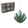 KPL. 6 DECORAȚIUNI DE BRAD - ALBE CU RAMURI 8 CM *7304