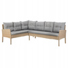 RATTAN FURNITURE "BERNO" SET (CORNER SOFA + 2 STOOLS + TABLE) BEIGE + GREY CUSHIONS