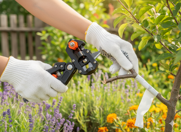 SCISSOR PRUNING SHEARS FOR GRAFTING BRANCHES WITH TAPE