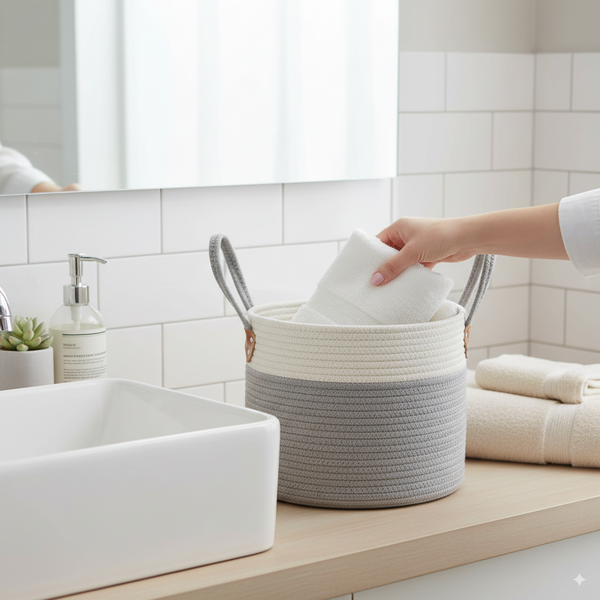 COS DE RÂNDUL LA SPALAT/JUCĂRII 30 x 24 CM ROTUND GRI Mărime S *5011