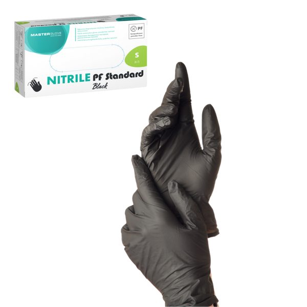 BLACK NITRILE GLOVES SIZE S 100PCS