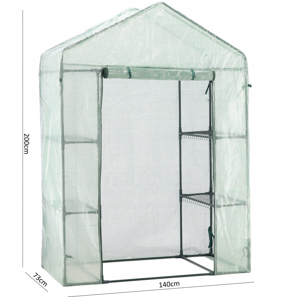 SZKLARNIA OGRODOWA Z PÓŁKAMI ZIELONA 140 x 73 x 200 CM pol_pl_SZKLARNIA-OGRODOWA-Z-POLKAMI-ZIELONA-140-x-73-x-200-CM-749_9
