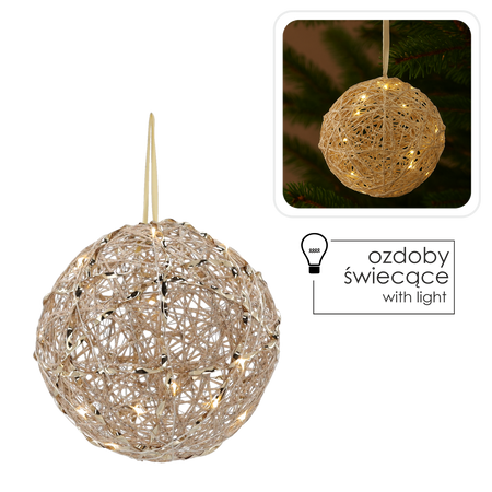 OZDOBA ŚWIĄTECZNA - KULA LED 20 CM SZAMPAŃSKIE ZŁOTO *6215