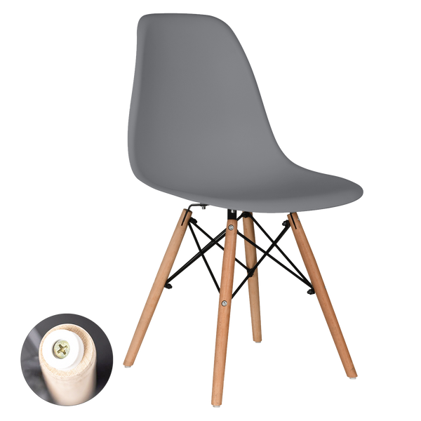 KRZESŁO NOWOCZESNE NA DREWNIANYCH NOGACH - SZARE *7820