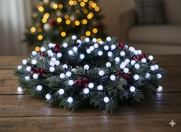 LED SVETLÁ ČEREŠŇOVÁ GUĽA 200L STUDENÁ BIELA, DĹ. 3 + 16 M *9973